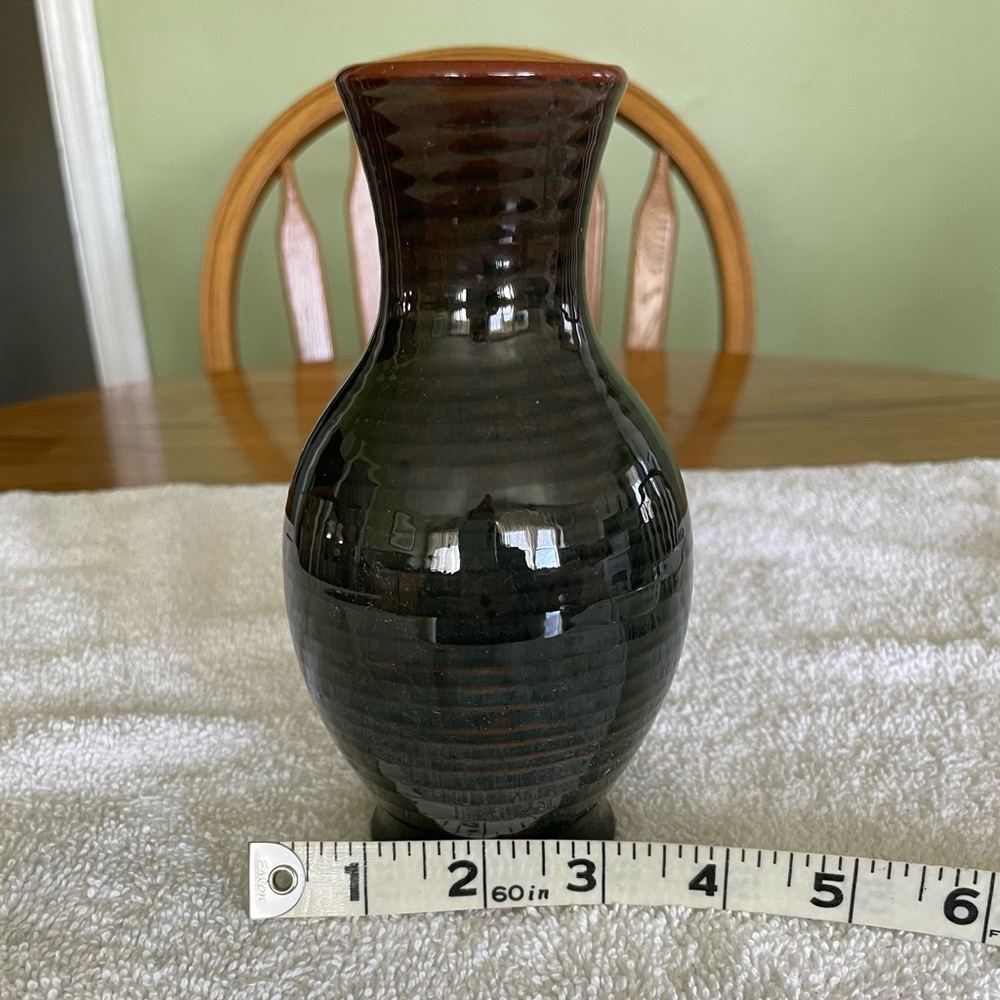 Handcrafted Black & Brown Tones Ceramic Vase - Elegant Home Accent